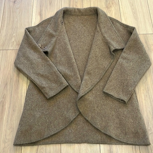 Jackets & Blazers - Peruvian Alpaca and Wool Blend Short Cocoon Coat with Pockets